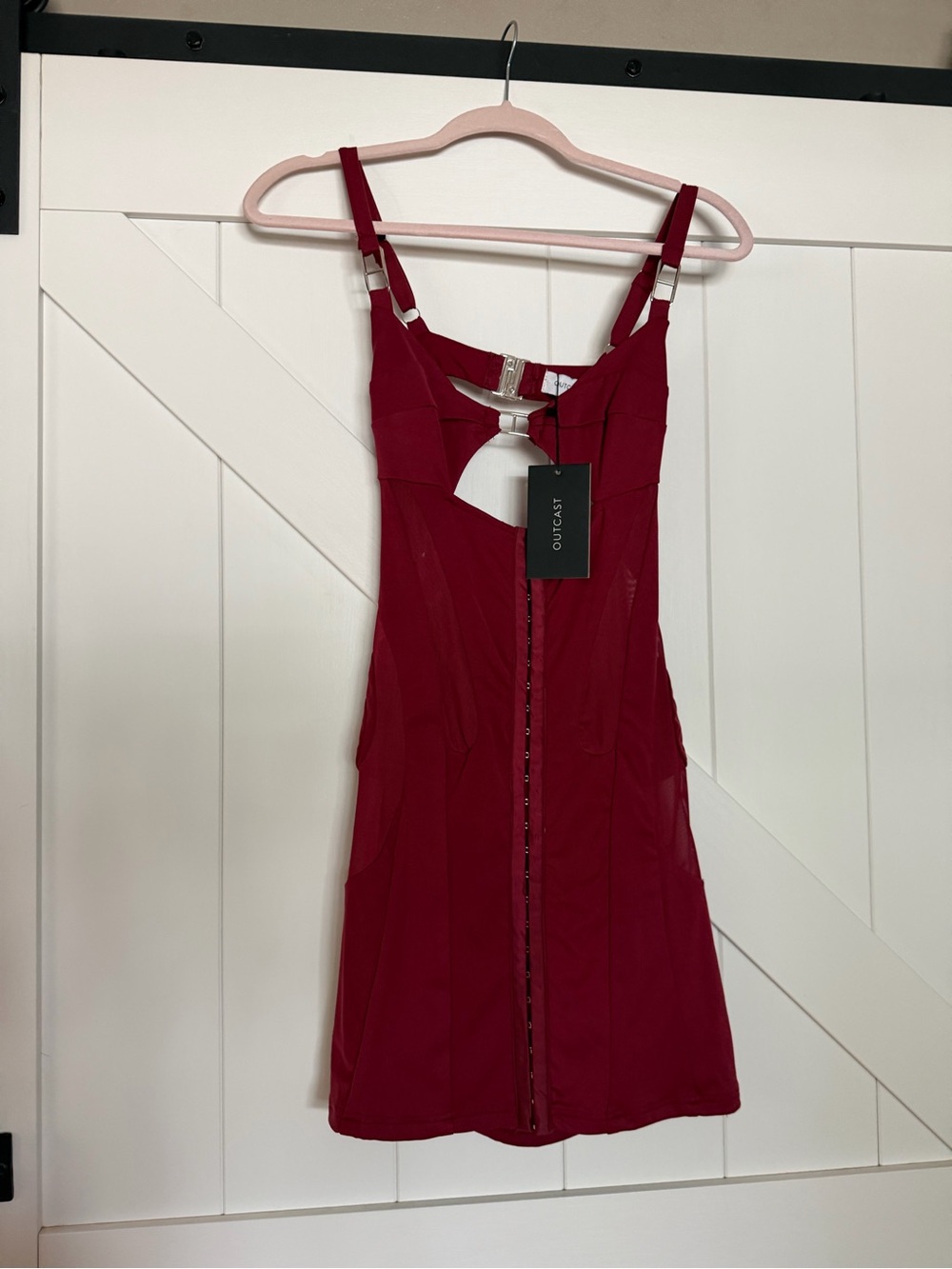 Outcast Red Mini Dress with Front Zip and Cutout